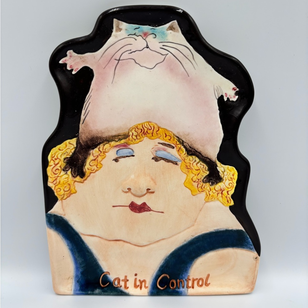 House Of Prill "Cat In Control" Ceramic Trinket Tray/Decor Art By Erika Oller
